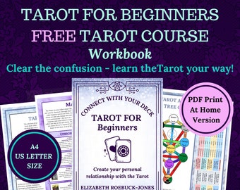 Tarot For Beginners Cheat Sheets Worksheets 35+ printable, A4 US Letter size, instant download pdf ebook.