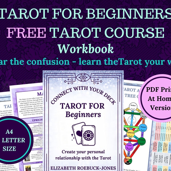 Tarot For Beginners Cheat Sheets Worksheets 35+ printable, A4 US Letter size, instant download pdf ebook.