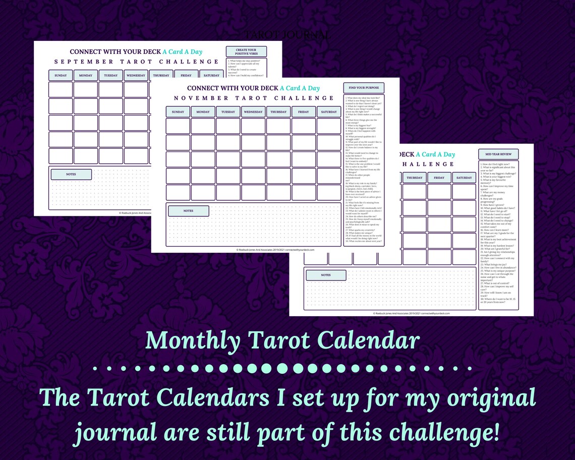 Tarot workbook calendar PLUS FREE daily challenge for Etsy