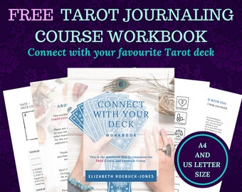 Tarot journal plus free course, learn the tarot for beginners, printable, instant download pdf ebook.