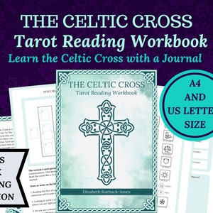 Celtic Cross Tarot journal, self care tarot reading, beginner or advanced Tarot readers, printable, instant download pdf ebook.