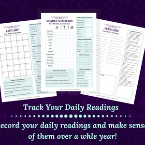 Tarot workbook calendar PLUS FREE daily challenge, for beginner or advanced Tarot readers, printable, instant download pdf ebook. image 5