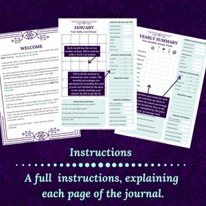 Tarot workbook calendar PLUS FREE daily challenge, for beginner or advanced Tarot readers, printable, instant download pdf ebook. image 3