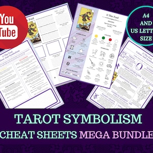 Tarot-Symbolik-Arbeitsblätter, Spickzettel, für Anfänger oder fortgeschrittene Tarot-Leser, ausdruckbar, E-Book zum sofortigen Download.