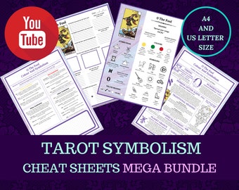 Tarot Symbolism Worksheets Cheat Sheets, for beginner or advanced Tarot readers, printable, instant download ebook.