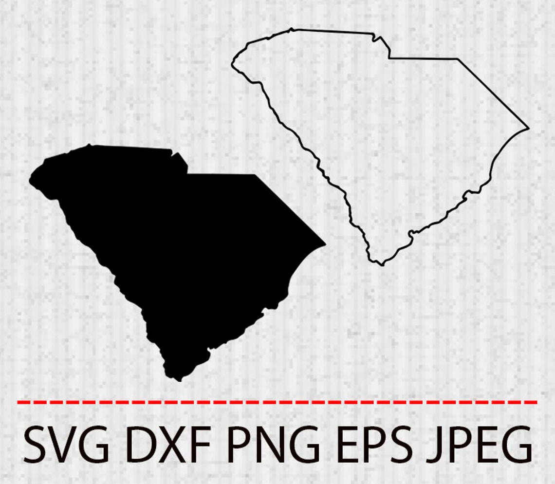 Svg South Carolina State Outline Map Vector Layered Cut Etsy