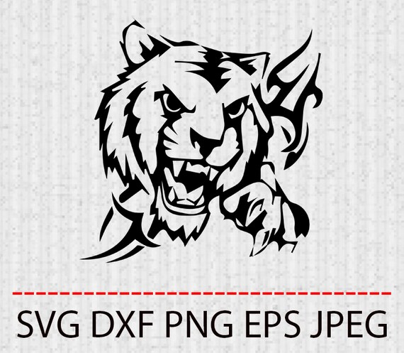Download Svg Tiger Clipart Tattoo Vector Layered Cut File Silhouette Etsy