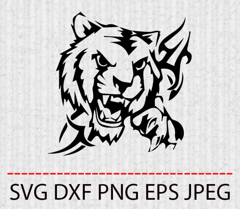 Download SVG TIGER clipart tattoo Vector Layered Cut File ...