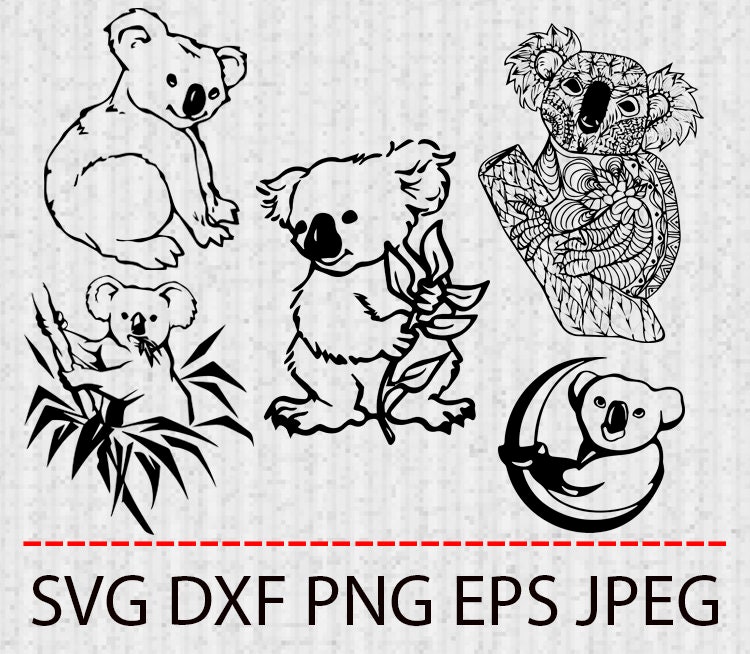 Download SVG Koala clipart tattoo Vector Layered Cut File Silhouette | Etsy