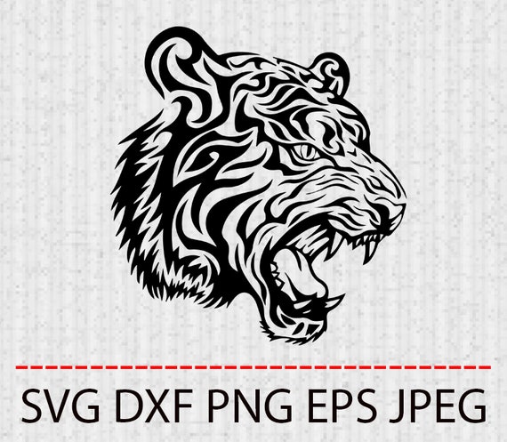 Download Svg Tiger Head Clipart Tattoo Vector Layered Cut File Etsy