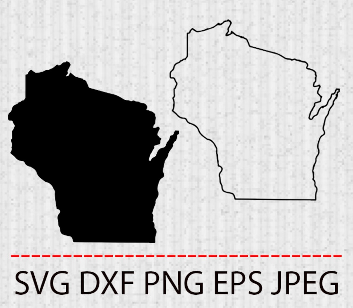 SVG Wisconsin state outline MAP Vector Layered Cut File Etsy