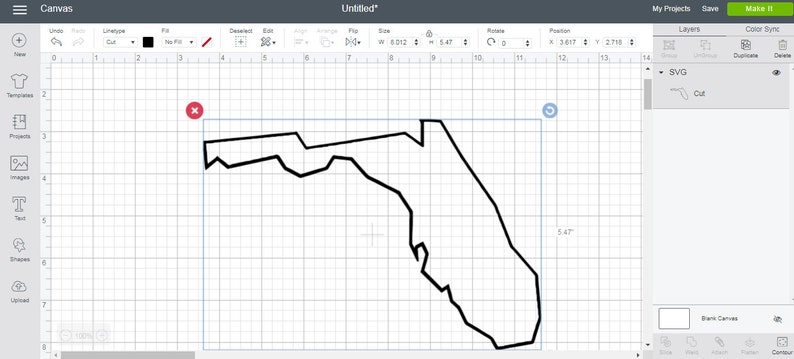 Svg Florida State Outline Map Vector Layered Cut File Silhouette Cameo Cricut Design Template Stencil Vinyl
