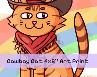 Cowboy Cat 4x6'' Art Print