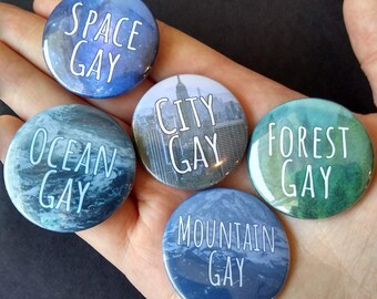 1.5'' Outdoorsy Gay Identity Pin-Back Buttons