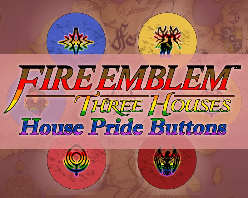Three Houses Pride Pin-Back Buttons 1/'/' Fire Emblem