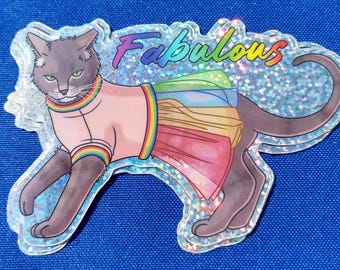 Fabulous Tabby in a Tutu 4'' Sparkly Sticker