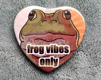 3'' Frog Vibes Heart-Shaped Pin-Back Button