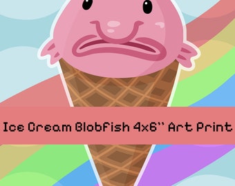 Ice Cream Blobfish 4x6'' Art Print