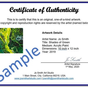 Certificate of Authenticity (with photograph) for A5 sized paper - Digital Download Customizable Microsoft Word Document