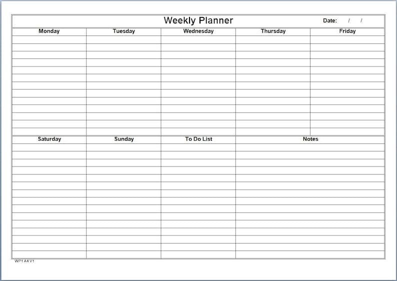 Weekly Planner Template - Editable and Printable Template (microsoft ...