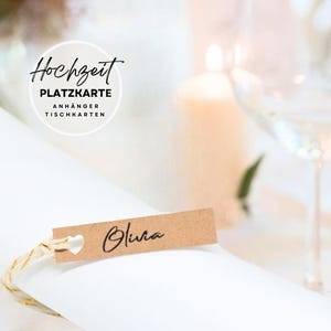 Personalisierte Tischkarten Hochzeit aus Kraftpapier, Namenskärtchen für Hochzeitsdeko, Vintage Platzkarten