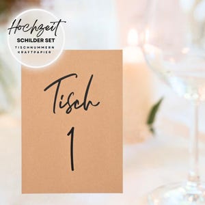 Tischnummern Karten Hochzeitsdeko – Vintage Look Set aus Kraftpapier