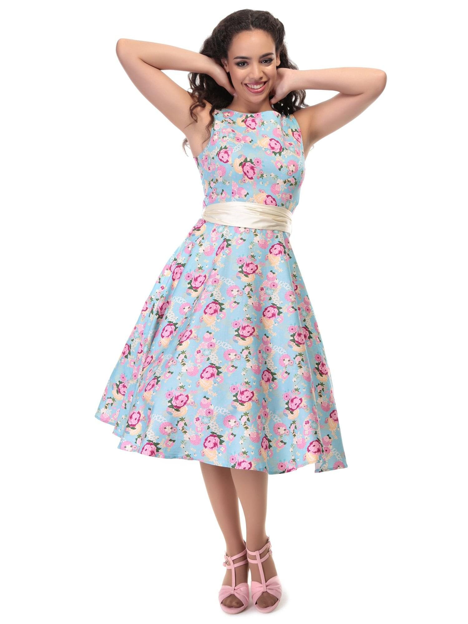 Image of Collectif Vintage Style Margaret Peony Floral Swing Dress