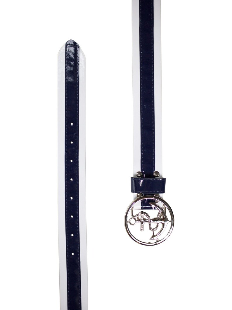 Collectif Navy Blue /& White Nautical Skipper Belt