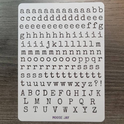 Alphabet Stickers Typewriter Letter Frequency Layout for Etsy
