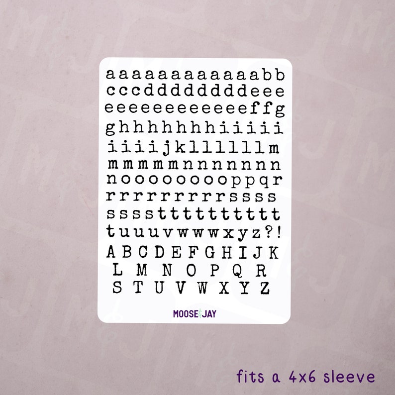 Alphabet Stickers Typewriter Letter Frequency Layout for Etsy