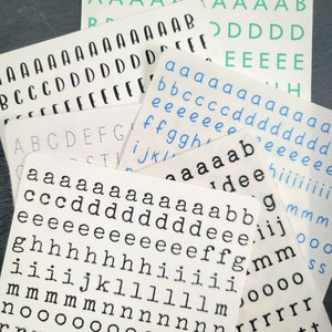 Small Choose Font Alphabet Stickers | Letter Frequency Layout to spell more words per sheet (3/8" individual letters)