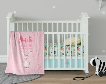 Babydecke mit Namen "Hase", Babydecke personalisiert - swook