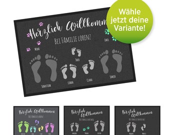 Fußmatte deco "Fußabdrücke" | Wähle deine Variante | mit Namen personalisiert | Fussmatte für Familien, Paare, Hunde- und Katzenbesitzer