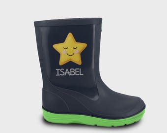 Personalized rubber boots with a sleep star