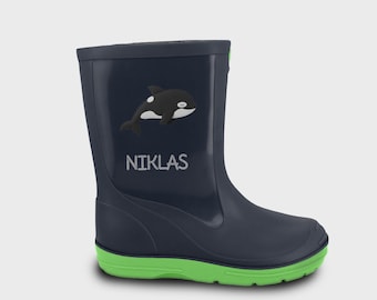 Personalized rubber boots with sleep orca