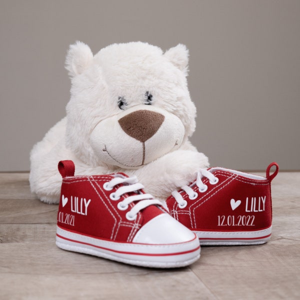 Babysneaker Personalisiert | Babygeschenk Geburt | Babyschuh | Baby Canvas-Turnschuh | Personalisiertes Geschenk | Babysneaker Geburt