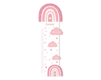 Bâton de mesure pour enfants - design "Rainbow Hearts Pink"