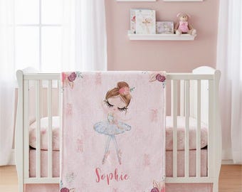 Fluffy cuddly blanket, customizable with name or text, in the Ballerina 1 design.
