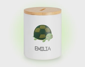 Sleepyhead piggy bank in a turtle design - customizable