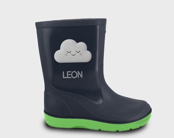 Personalized rubber boots with a sleepy cloud