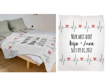 Couverture d'anniversaire avec nom | Cadeau Saint Valentin | Cadeau pour couples avec noms | Cadeau d'anniversaire personnalisé