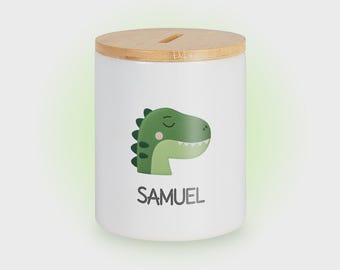 Sleepyhead piggy bank in dinosaur design - customizable