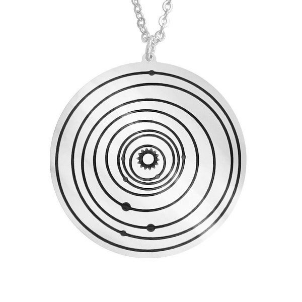 Custom Personalized Solar System Necklace in Sterling Silver