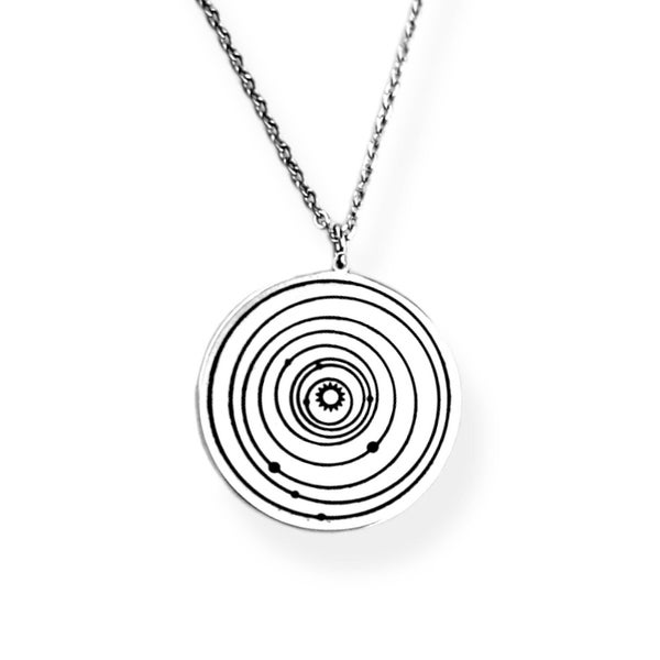 Custom Personalized Solar System Necklace in Sterling Silver Small Size
