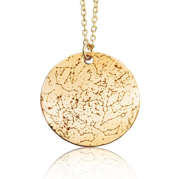 Custom Personalized Star Map Gold Filled Round Necklace Medium Size  The ORIGINAL Star Map Jewelry