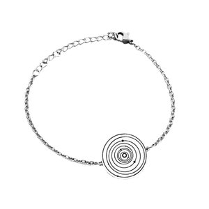 Custom Personalized Solar System Sterling Silver Round Bracelet Medium Size