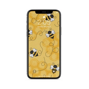Bee phone background, Phone Wallpaper Nature, Phone Background Digital Download, Save the bees, Bee and Honey, Bee Art, Lockscreen Wallpaper