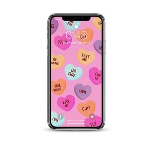 Conversation Hearts Phone Wallpaper, IPhone Background , iPhone wallpaper, Phone Background Digital Download, Phone Wallpaper Download