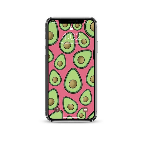 Avocado Emoji Summer Hand Drawn Phone Wallpaper or Background for IPhone or Android , Phone Background