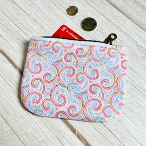 Porte-monnaie - tourbillons scintillants / petit porte-monnaie avec fermeture éclair - pièce de monnaie carte de crédit oreillette câble artisanat pochette cadeau portefeuille pour filles adolescentes